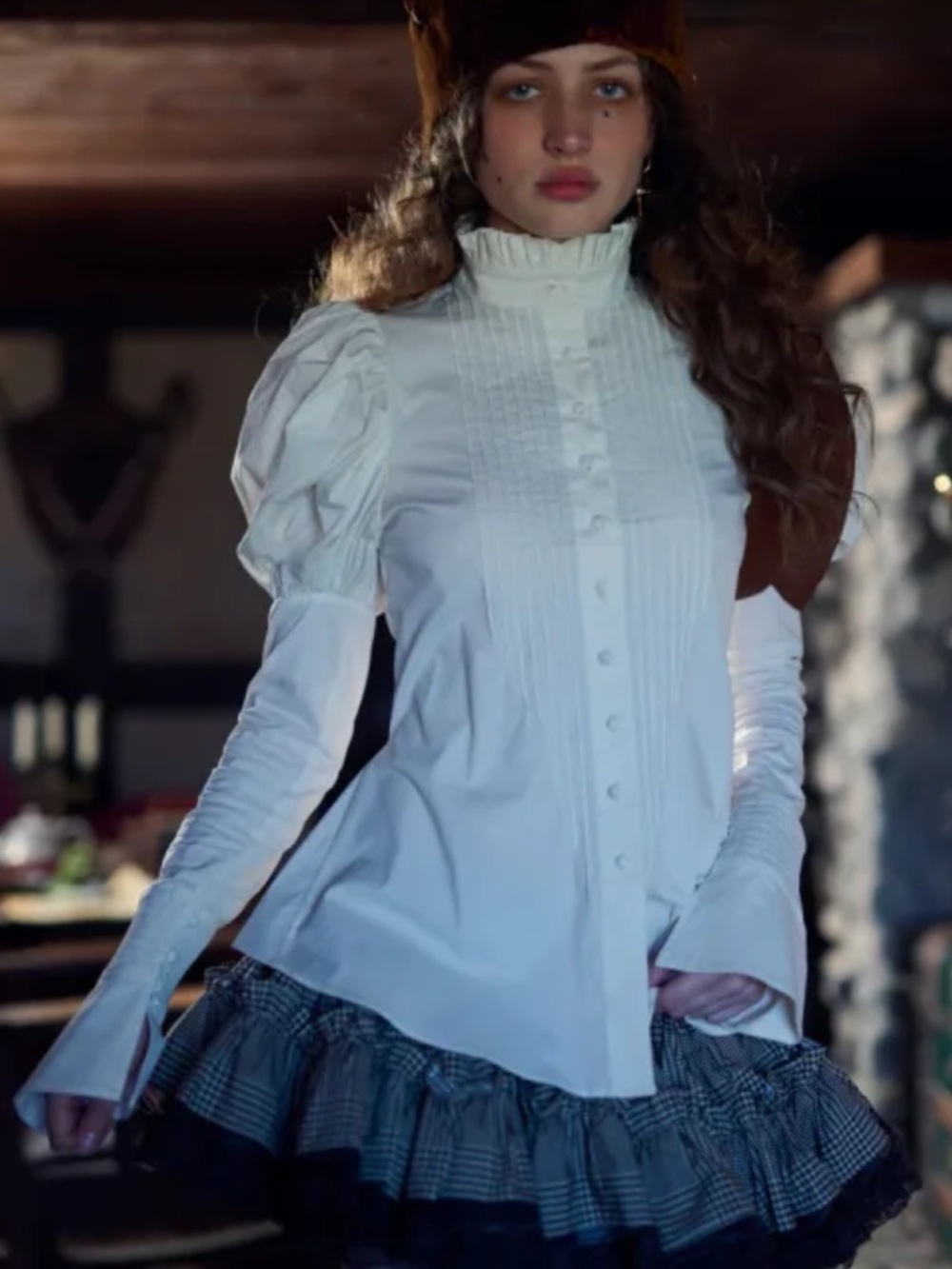 Selkie Ivory Victorian-Inspired Ruffled Blouse